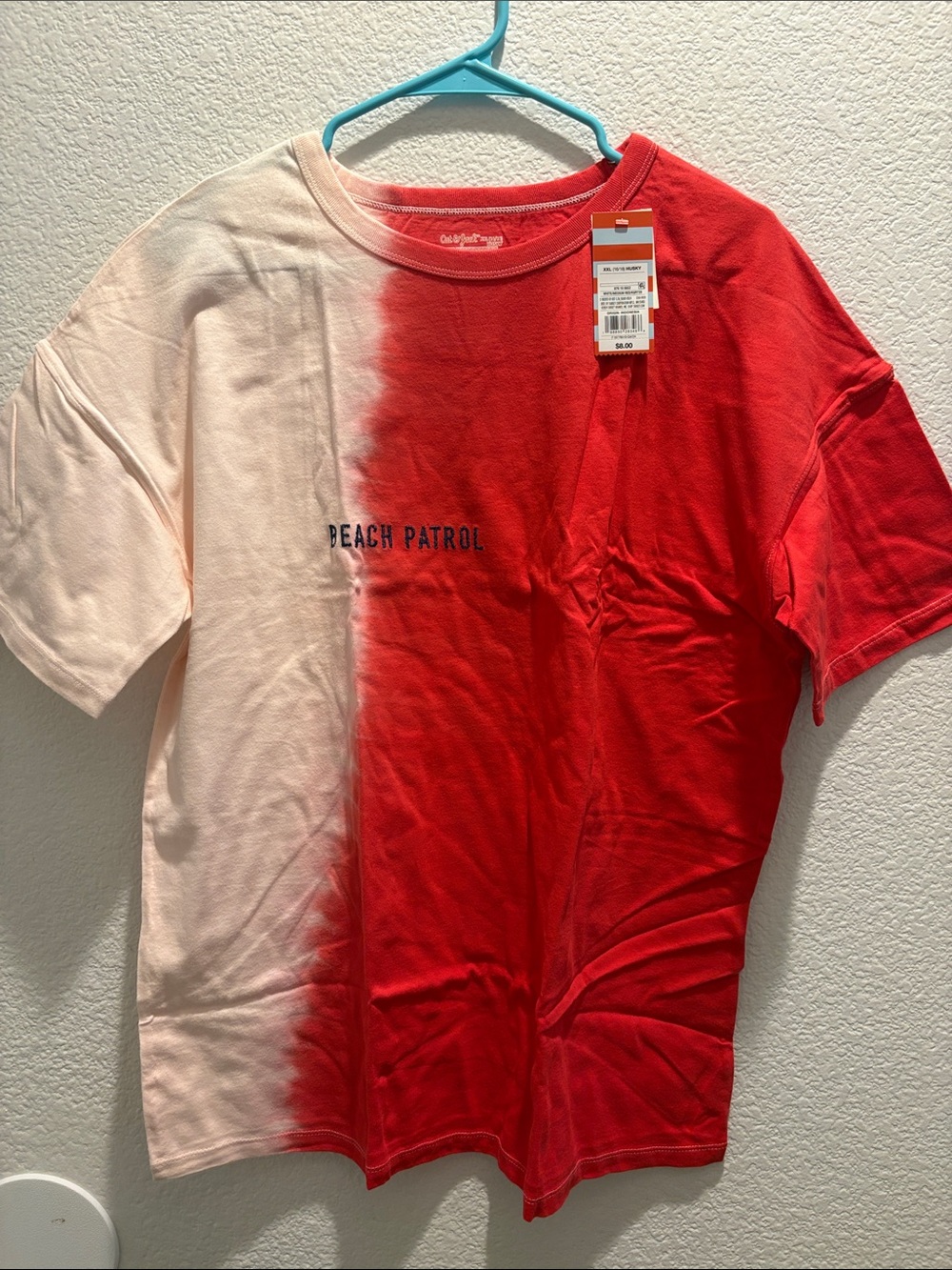 Cat & Jack Red & Cream Dip-Dye 'Beach Patrol' Short Sleeve Tee